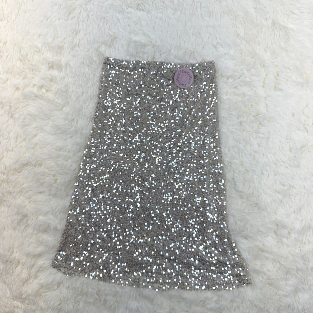 NWT EastnWest Sequin Stretch Skirt Women M Champagne Gold Sparkly Festival Rave